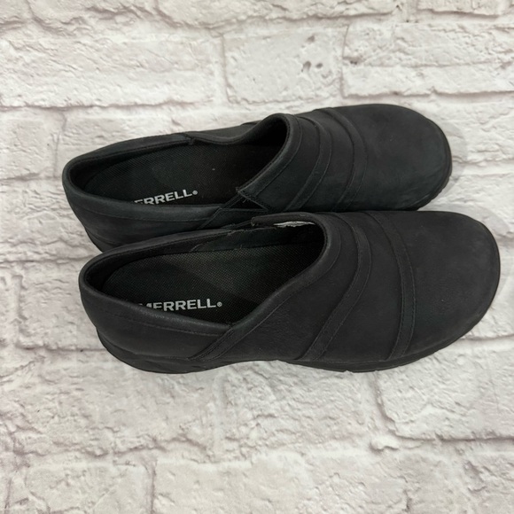 Merrell Women's Encore Moc 4 slide on size 9W comfort base black leather - Picture 6 of 8